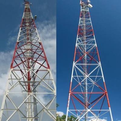 CE/BS/AS Dirancang 4 Kaki Baja Sudut 5g Menara Telekomunikasi Dengan 2 Platform