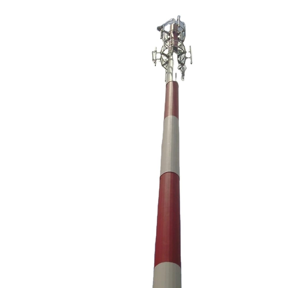 Menara Antena Tubular Baja Galvanis Tiang Komunikasi Tabung Tunggal